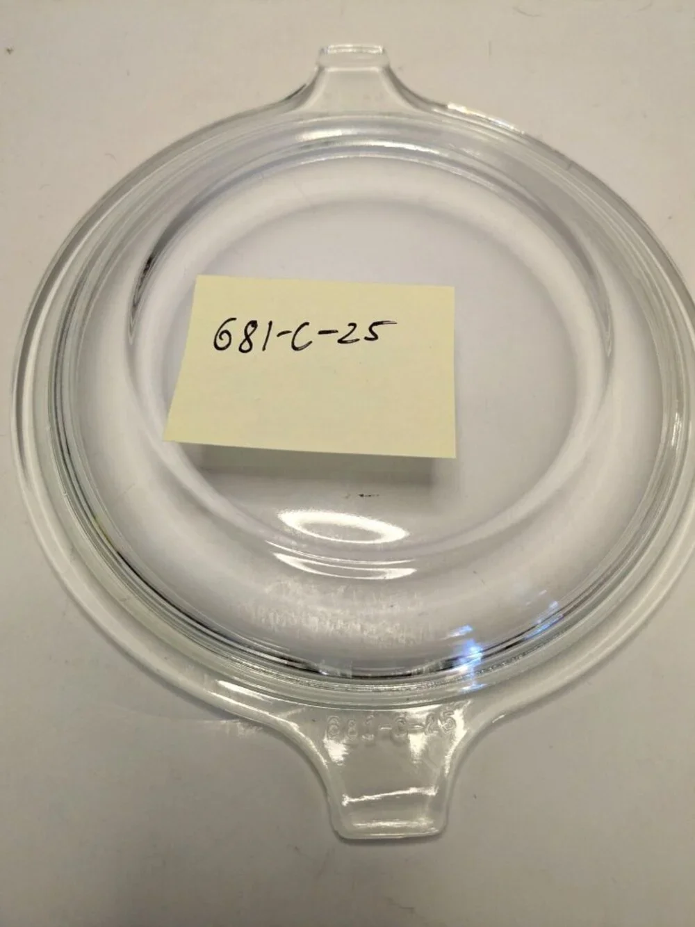Two Clear Glass Replacement Lids With Handles 681-C-25 & 681-C-28 Approx 5.5